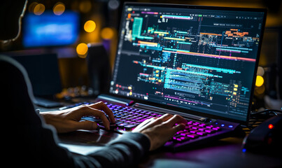 Mastering Coding: Programmer Working on ChatGPT AI and Web Design