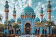 Mosque Marvel: A Blue and Gold Treasure in the Desert Generative AI