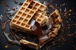 Belgian waffle - chocolate sweet dessert