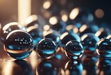 Fototapeta  - A 3D render of glass glossy spheres with reflects