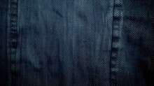 Blue Jeans Denim With Stitches Tissue Texture Background. Generative AI.