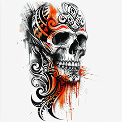 Poster - Polynesian style design for tattoo or t-shirt print flat vector generative ai 