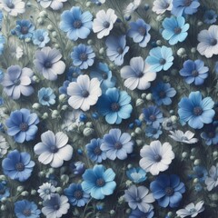  Tranquil Blooms: Texture of Many Blue Flowers
