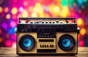 Retro old design ghetto blaster boombox radio cassette tape recorder