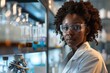 Afro-American woman doctor or scientist in laboratory