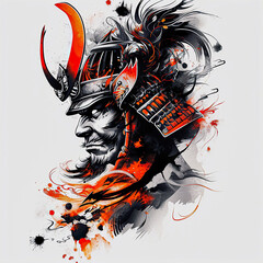 Poster - Warrior polynesian style design for tattoo or t-shirt print flat vector generative ai