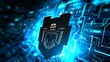 Shield against zero-day vulnerabilities, abstract elements depict the robust defense mechanisms in place to safeguard against emerging threats in cybersecurity technology