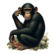 Bonobo, Pan paniscus, Biological Illustration, Lithography