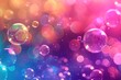 © PHAISITSAWAN - Abstract PC desktop wallpaper background with flying bubbles on a colorful background. AI Generated