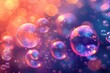 Abstract PC desktop wallpaper background with flying bubbles on a colorful background. AI Generated