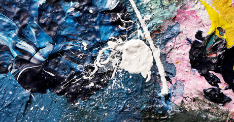 Wall Mural - close-up detail of an old and dirty painting palette
