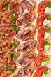 Assorted Gourmet Bruschetta Platter Close-Up