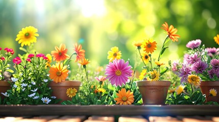 Poster - spring flowers in the garden background