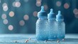 Baby bottles transparent on light background. AI generate illustration