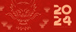 2024 New Year Chinese minimal banner. Vector illustration.