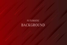 Modern Red Techno Futuristic Abstract Background Diagonal Lines Shape Effect Decoration. Overlap Layer On Dark Space. Cutout Style For Web Banner, Flyer, Card, Or Brochure Cover