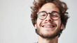  portrait of smiling young man with braces on teeth. Bite correction, orthodontist, health, medicine, dentistry

