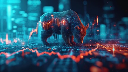 Wall Mural - Financial and business abstract background with candle stock graph chart. Bull vs bear concept traders concept