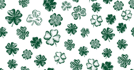 Wall Mural - Sketch set clover. St. Patrick's Day. Hand drawn illustration.	
