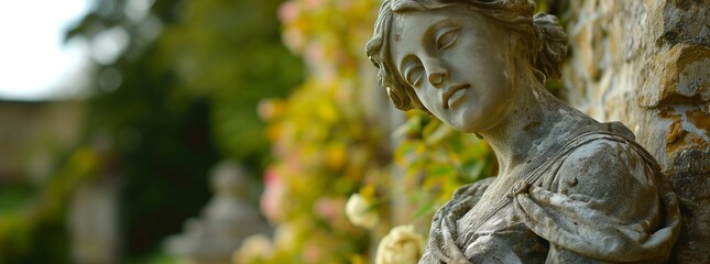 Photo of a statue of an angel in the garden