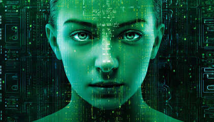 Computer, code hologram and person thinking of data analysis, night cybersecurity and software coding overlay. Programmer or person in glasses reading html script, programming or cybersecurity 