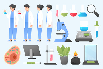 Poster - Science lab elements in flat design