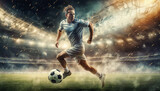Fototapeta Sport - Potenza e Agilità- Dinamica Posizione di Giocatore di Calcio in Azione