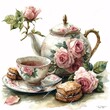 © graphics - Freshly Brewed Tea and Pastries: A Delightful Afternoon Tea Experience Generative AI