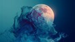 abstraction moon in a magical fog, space fantasy wallpaper desktop