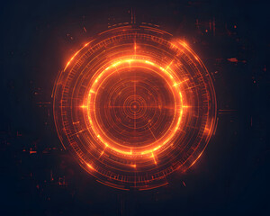 Wall Mural - a glowing orange and red circular interface with an abstract design.