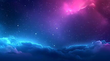 Wall Mural - a magical night sky with a galaxy of stars and pink and blue clouds.