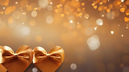 Poster - golden hearts on bokeh background