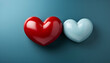 © Wazir Design - Two hearts on blue background. 3D illustration. Love concept.