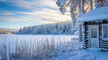A Boathouse On A Frozen Lake