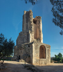 View of the tower magne pre roman construction in the city of nimes south of france