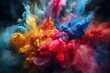 Explosion of colored powder on black background  Explosion of colored powder on black background