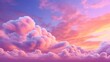 Pink, blue and purple clouds in the morning sky background pattern. Sunset or sunrise background. Decorative horizontal banner. Digital artwork raster bitmap illustration. AI artwork. 