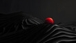 © LensLoot - Minimalist abstract 3d rendering of a sleek red sphere resting on a textured black surface, evoking simplicity, contrast, and modern design