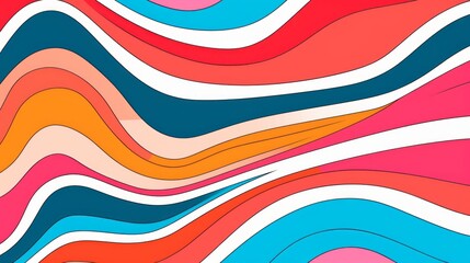 Wall Mural - retro chic: vibrant 70s abstract striped line background - trendy groovy design in contour comic sty
