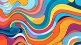 Fototapeta  - Retro chic: vibrant 70s abstract striped line background - trendy groovy design in contour comic style (vector illustration)