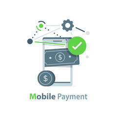 Wall Mural - payment with smartphone icon, online mobile payment,flat design icon vector illustration