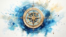 Compass Rose And Compass Watercolor