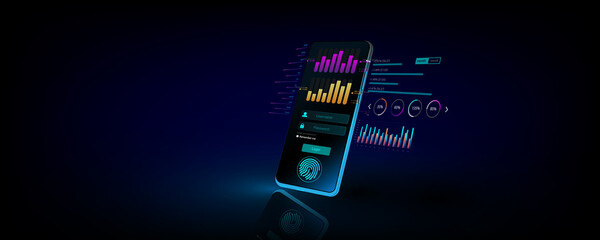 Wall Mural - smartphone technology concept background image about stock market financial data graph