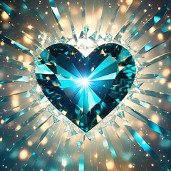 Wall Mural - crystal heart on a universe background stars