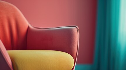 Canvas Print - A colorful chair with a bright yellow and red color scheme, AI