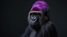 A Gorilla With A Purple Mohawk