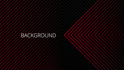 Black abstract background with red triangular pattern, modern geometric texture, diagonal rays and angles	