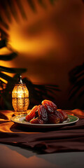 Wall Mural - Ripe Dates on a Green Plate - A Delicious and Healthy Treat