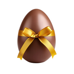 Sticker - Spread Easter Happiness with a Ribbon-Bound Chocolate Egg, Embracing the Easter Holiday Concept, Isolated on Transparent Background, PNG