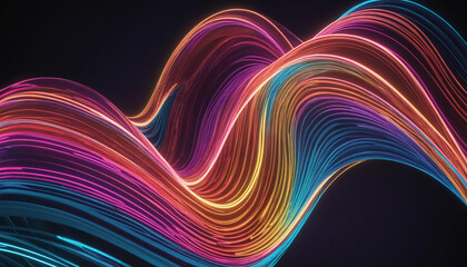 Wall Mural - 3d abstract neon wave lines wallpaper
